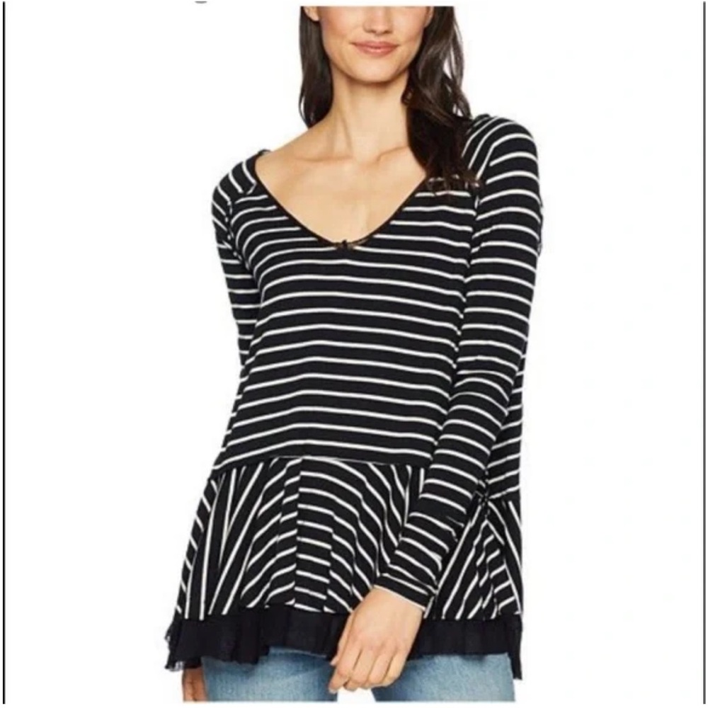 Free People Oversized V Neck Long Sleeve Striped Tunic Top We The Free M
